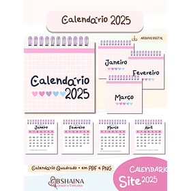 Arquivo Calendário 2025 Quadrado 14x14cm - Bia Shaina