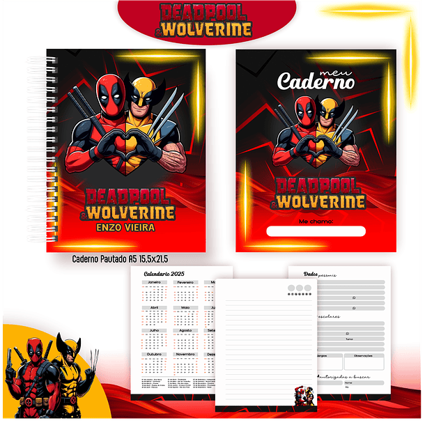 Arquivo Kit Escolar 2025 Deadpoll e Wolverine - Pamella Vieira 6