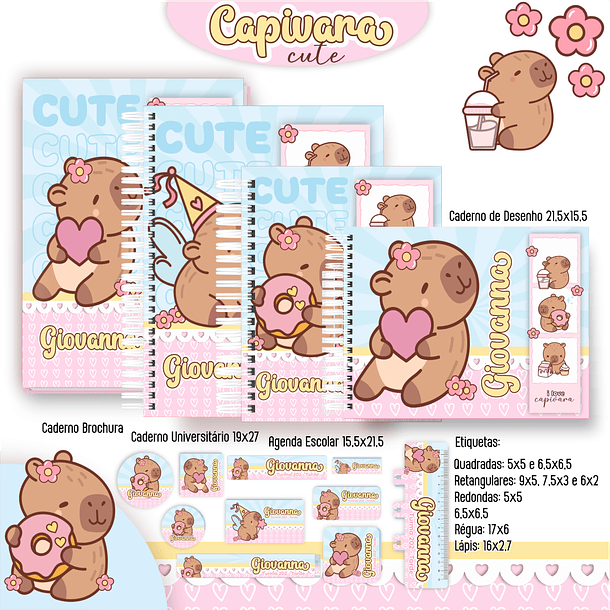 Arquivo Kit Escolar 2025 Capivara Cute - Pamella Vieira 5