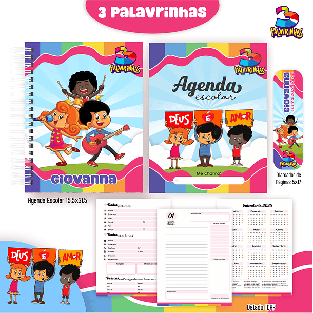 Arquivo Kit Escolar 2025 3 Palavrinhas Menina - Pamella Vieira 2