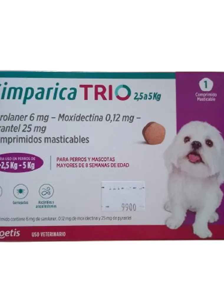 Simparica Trio >2.5 - 5kg - 1 comprimido masticable 1