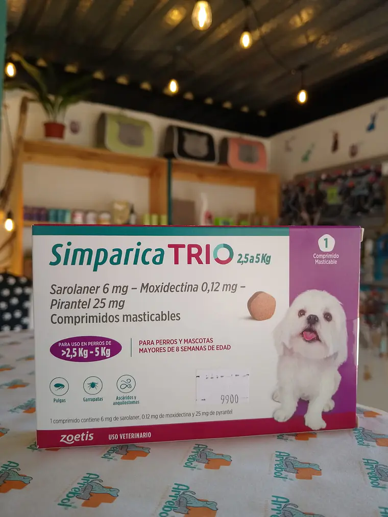Simparica Trio >2.5 - 5kg - 1 comprimido masticable 2