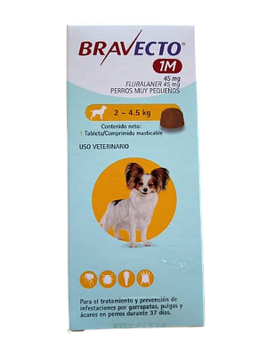 Bravecto 2 - 4.5 kg - Antiparasitario externo 1 comprimido 