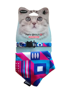 Set Accesorios para Gato : Collar + Bandana