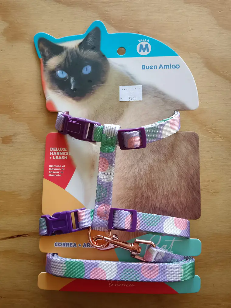 Set Arnés + Correa Ajustable para Gato (Talla M)  4