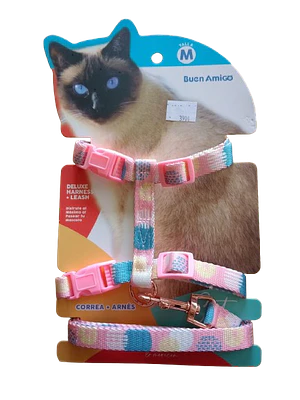 Set Arnés + Correa Ajustable para Gato (Talla M) 