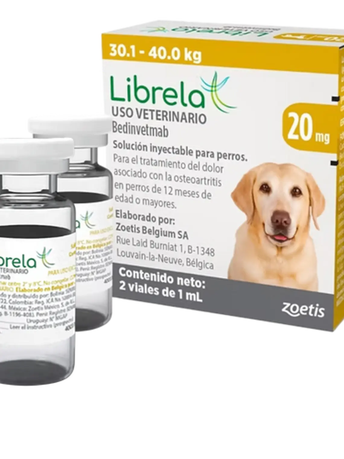 Líbrela 20 mg solución inyectable para perros 30.1- 40kg 1