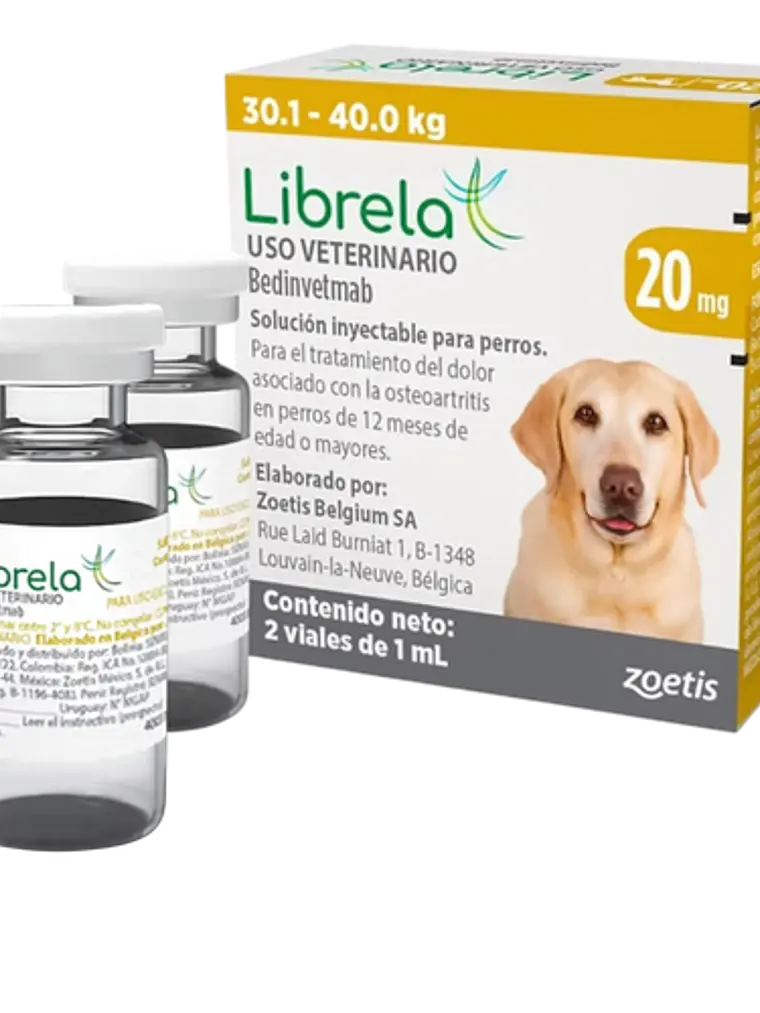 Líbrela 20 mg solución inyectable para perros 30.1- 40kg 1