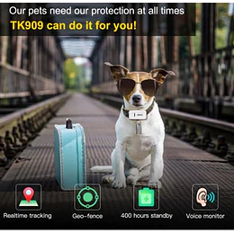 LauTrack GPS Tk909 Mascota 2G 1000Mha Collar para Mascotas,Perros, etc Geocerca. Plataforma Gratis por 10 años