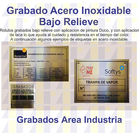 Grabados en Acero Inoxidable Bajo Relieve