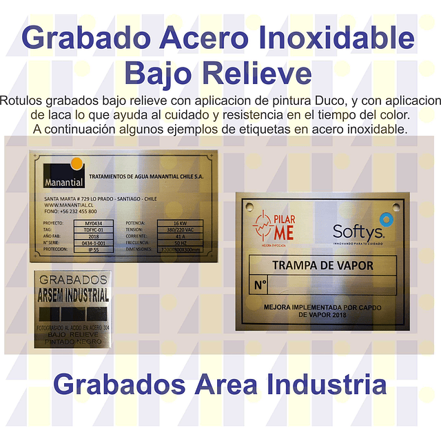 Grabados en Acero Inoxidable Bajo Relieve