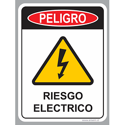 ADHESIVO PELIGRO RIESGO ELECTRICO 150X110 MM BORDE REDONDEADO
