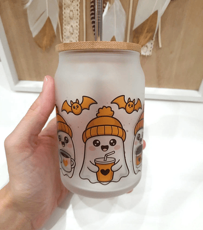 Copo de Vidro Fosco Fantasminha – Halloween 