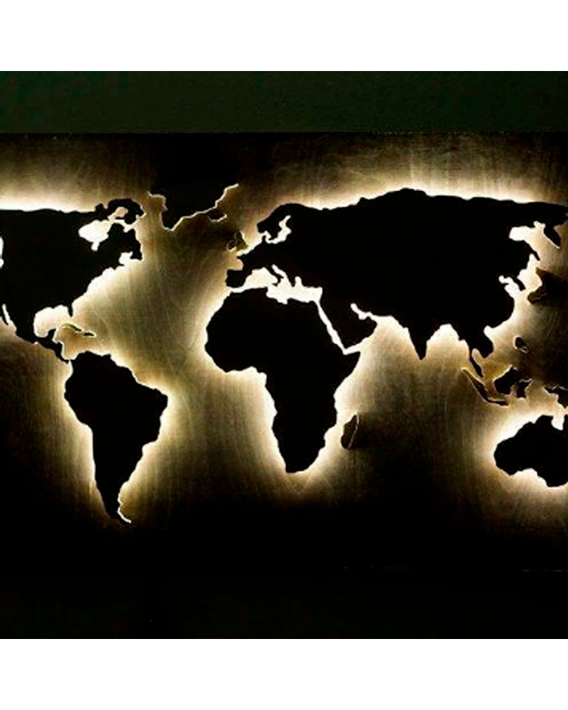 Mapa Mundi de MDF com LED 