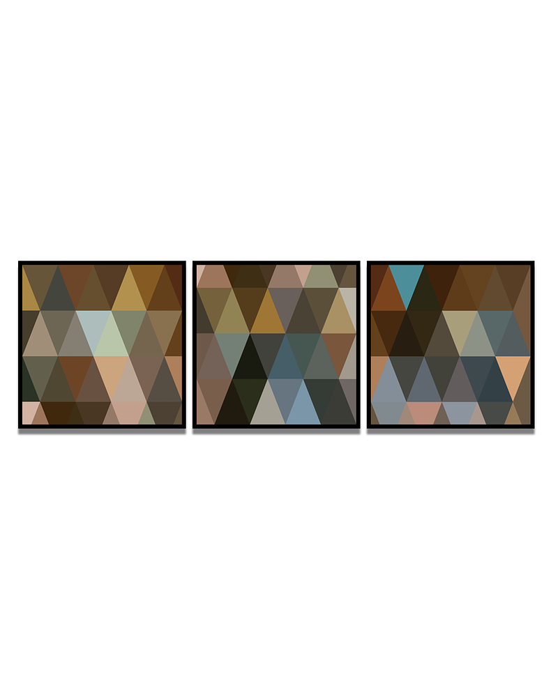 Trio de Quadros Decorativos Triangles 