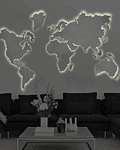 Mapa Mundi em Aço Inox Light COM LED