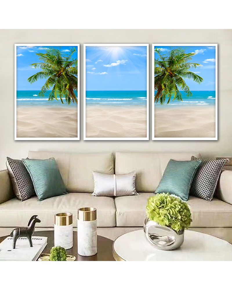 Trio de Quadros Decorativos  A Ilha