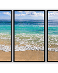 Trio de Quadros Decorativos Praia ABC 