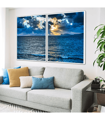 Conjunto de Quadros Decorativos Mar azul 