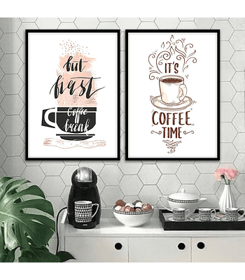 Conjunto de Quadros Decorativos Coffee  