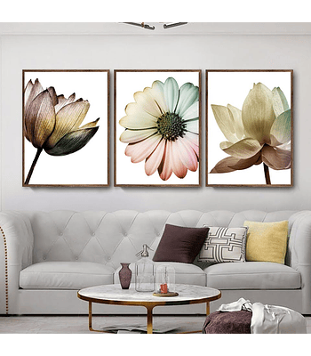 Trio de Quadros Decorativos Caleidoscópio 