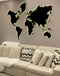 Mapa Mundi de MDF com LED 