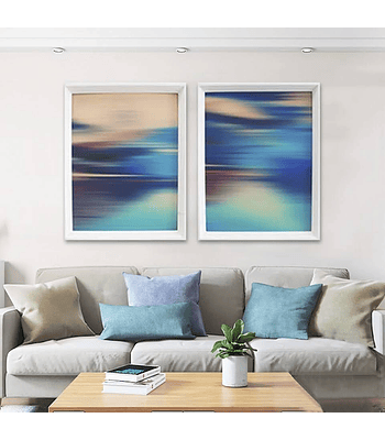 Conjunto de Quadros Decorativos Abstrato Praia 