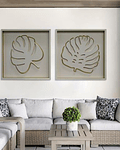 Escultura de Parede em MDF Gold Leaves 