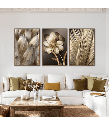 Trio de Quadros Decorativos Florais Courtney 