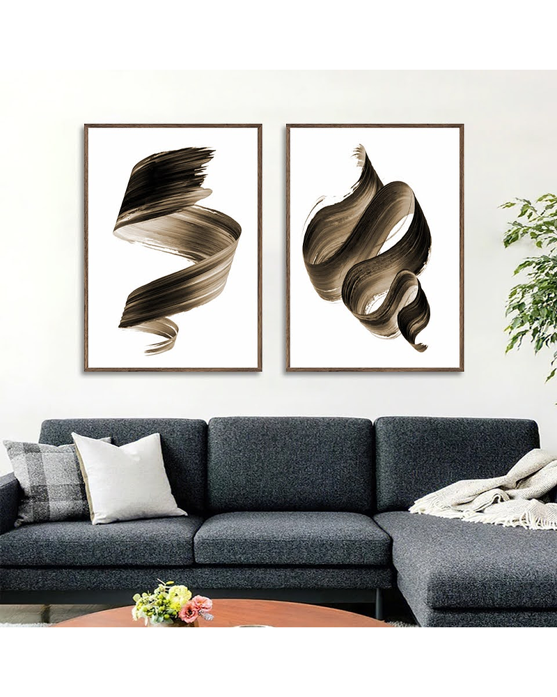 Conjunto de Quadros Decorativos Abstratos Brown