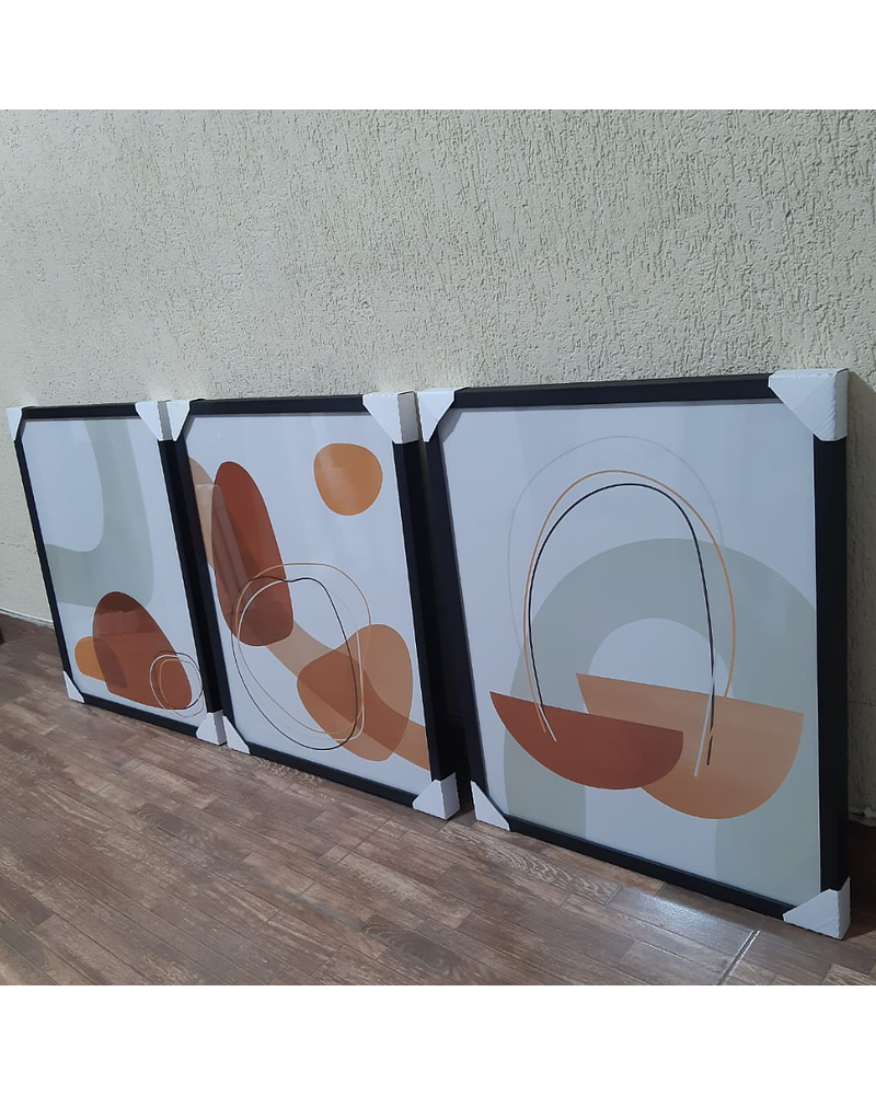 Trio de Quadros Decorativos Abstratos Lea 