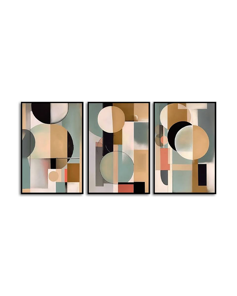 Trio de Quadros Decorativos Abstratos Marlowe