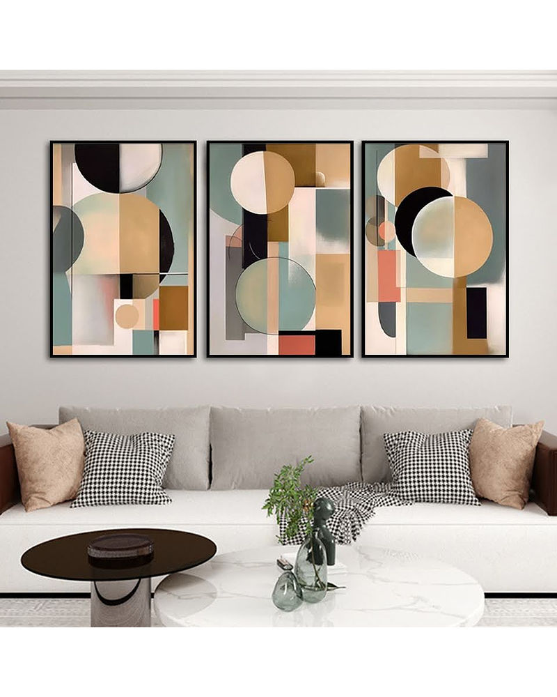 Trio de Quadros Decorativos Abstratos Marlowe