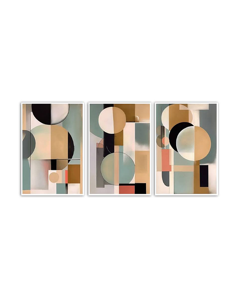 Trio de Quadros Decorativos Abstratos Marlowe
