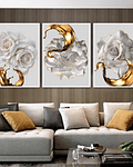 Trio de Quadros Decorativos Florais Adriele