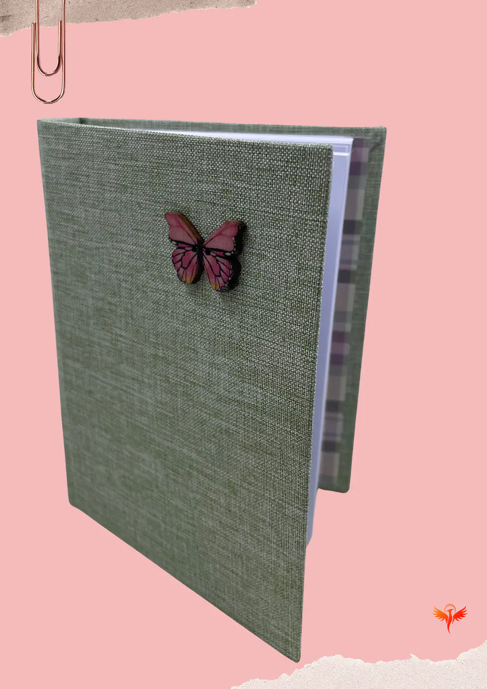 Mariposa sobre verde. Cuaderno A6, 120 hojas 3