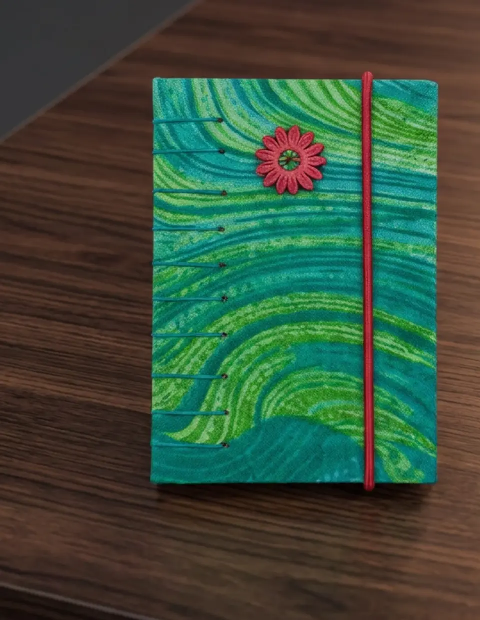 Flor en verde de bolsillo. Cuaderno A7, 100 hojas 2