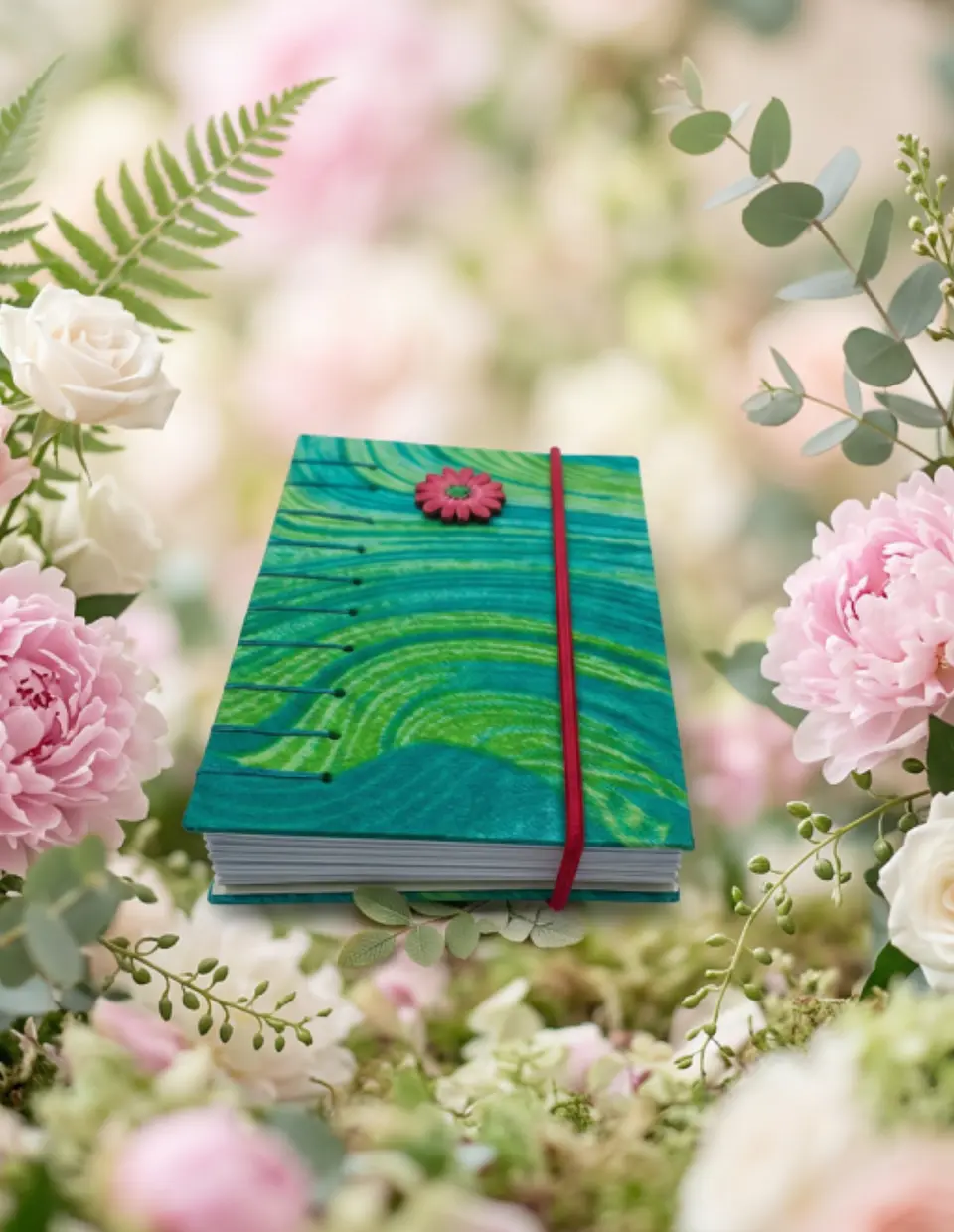 Flor en verde de bolsillo. Cuaderno A7, 100 hojas 3