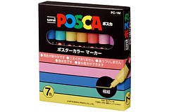 Posca Marcadores Acrílico PC-1M (0.7mm) - Set Japonés De 7 Colores Pastel