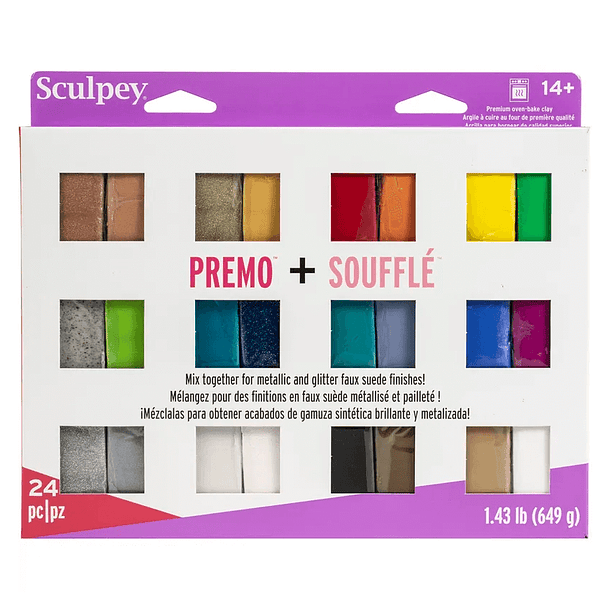Sculpey Premo+Soufflé MultiPack 24 Colores - 649 G