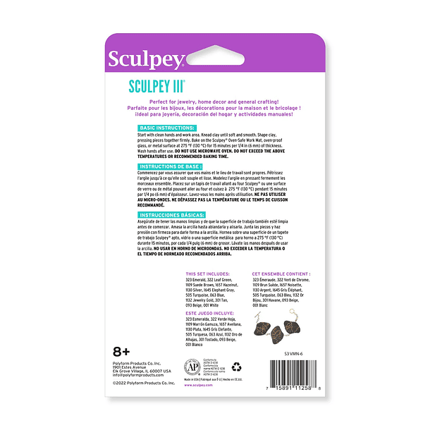 🎨 Arcilla Polimérica Sculpey III Multipack Naturals 336 g (12 x 28 g) 2