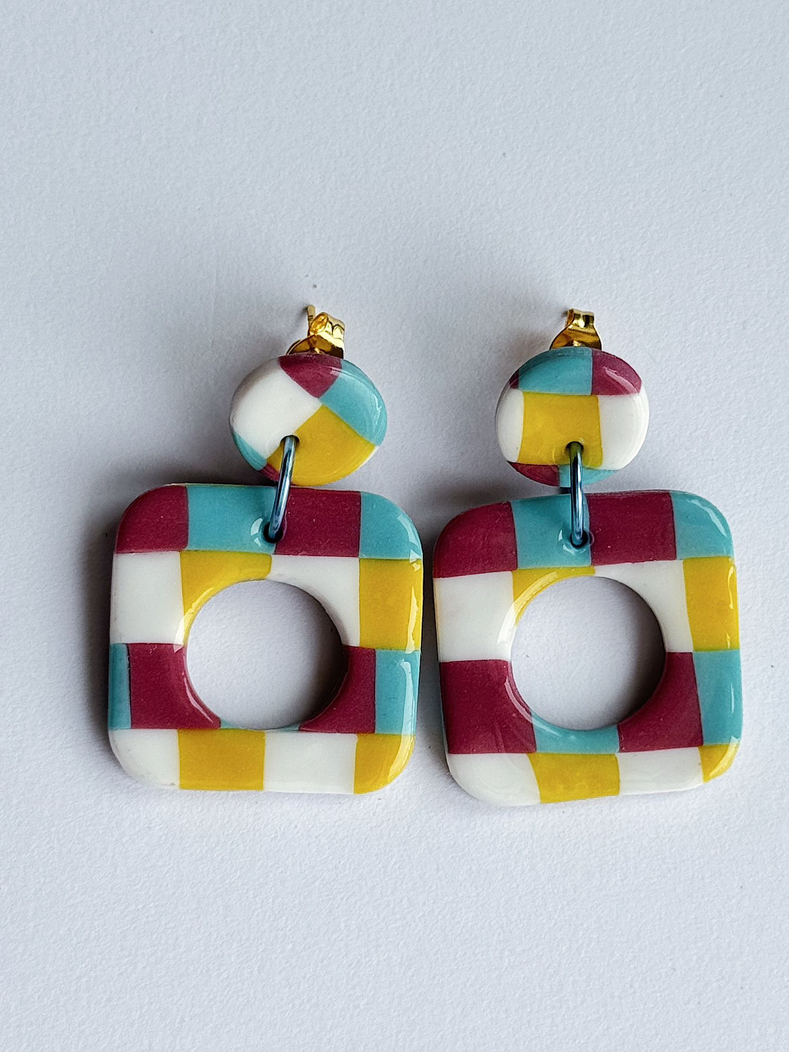Brincos Padrão Andaluz - Quadrado envernizado 2
