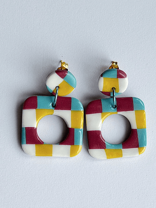 Brincos Padrão Andaluz - Quadrado envernizado