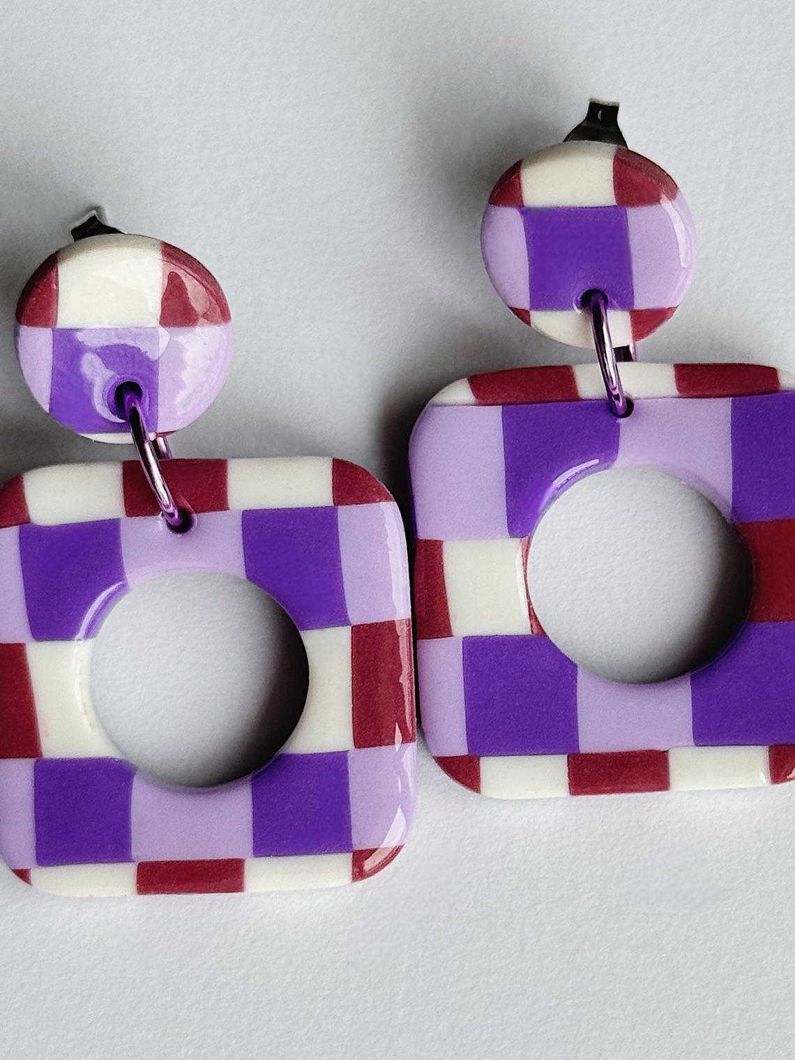 Brincos Padrão Fado - Quadrado Envernizado 1