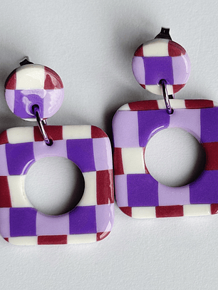 Brincos Padrão Fado - Quadrado Envernizado