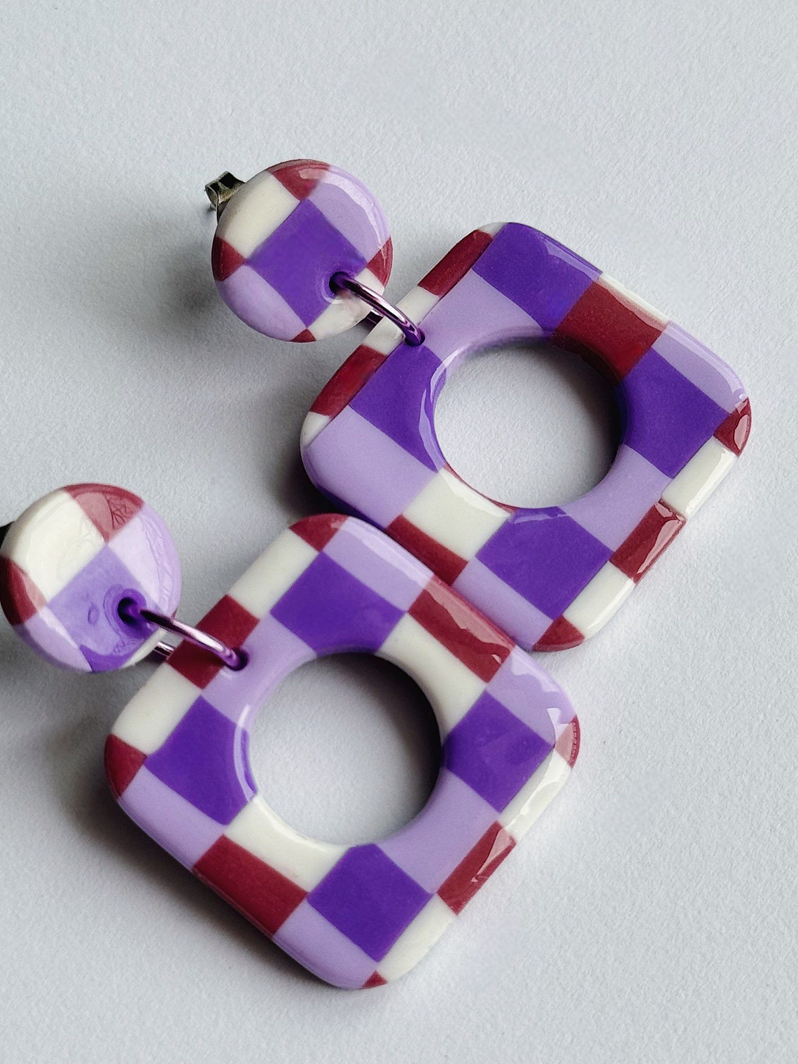 Brincos Padrão Fado - Quadrado Envernizado 2