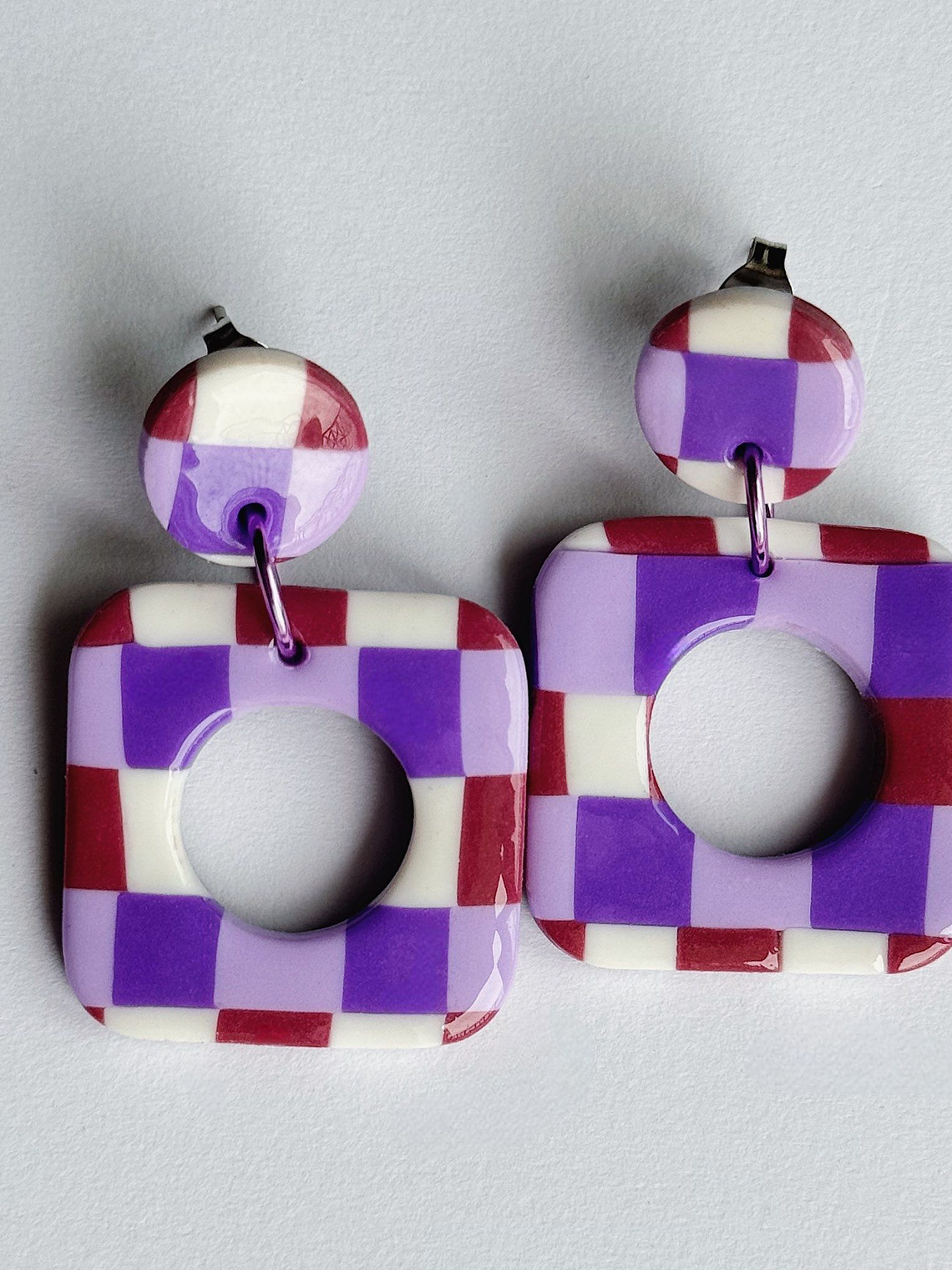 Brincos Padrão Fado - Quadrado Envernizado 3