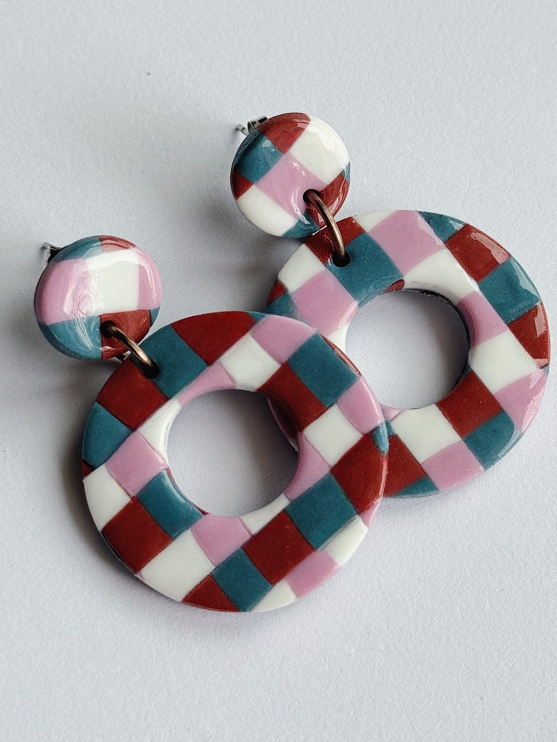 Brincos Padrão Vintage - Redondo envernizado 1