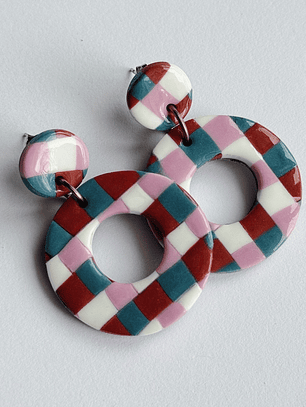 Brincos Padrão Vintage - Redondo envernizado