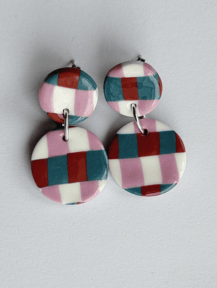 Brincos Padrão Vintage Mini - Redondo envernizado